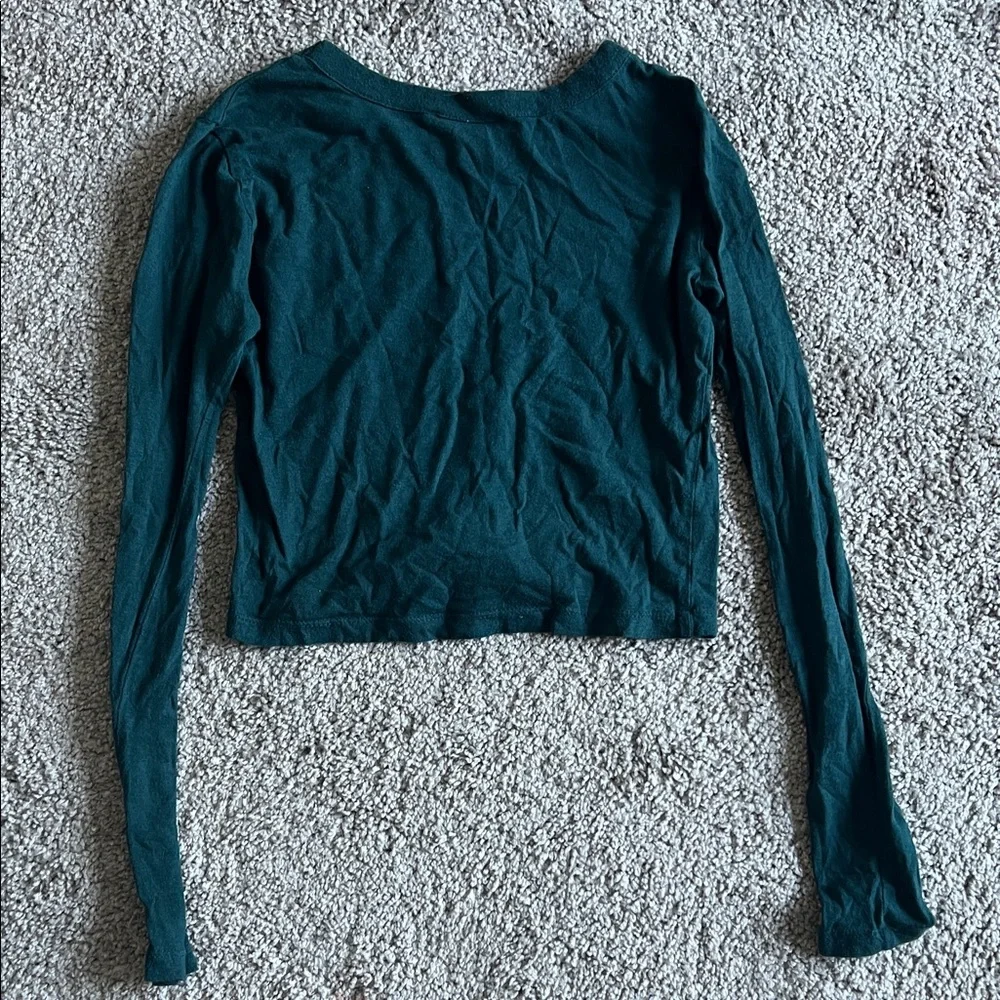 Forever 21 Dark Teal Long-Sleeve Cropped Top - Women - Picture 3 of 3